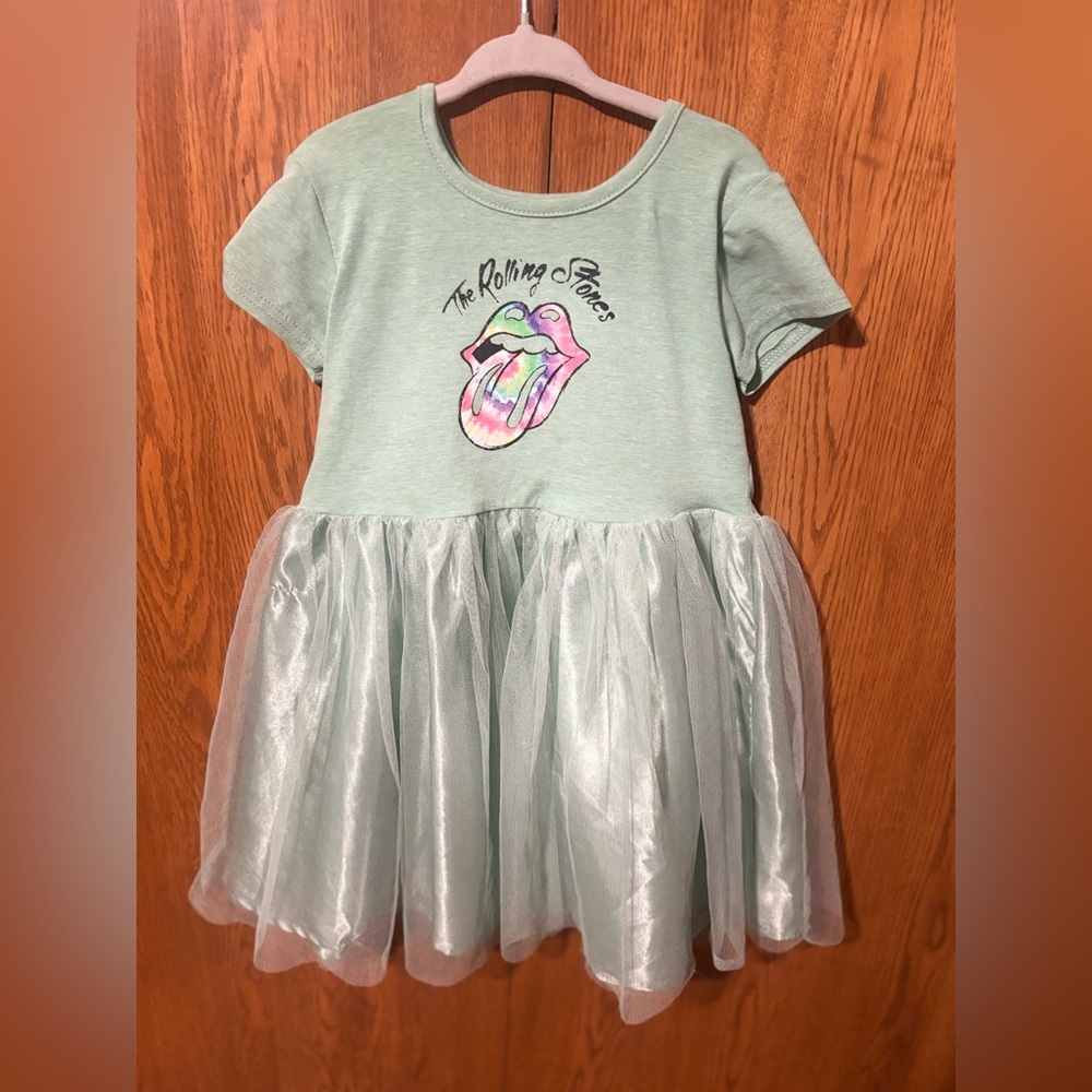 Mint Rolling Stones Logo Tulle Dress